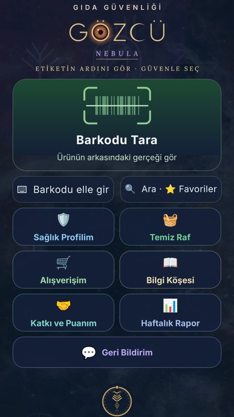 Gözcü uygulaması ana ekranı